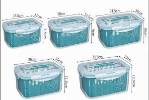 Bộ 5 hộp đựng rau củ quả thực phẩm kèm rổ và nắp đậy