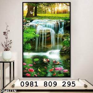 Mẫu tranh thác nước , gạch tranh 3d khổ đứng