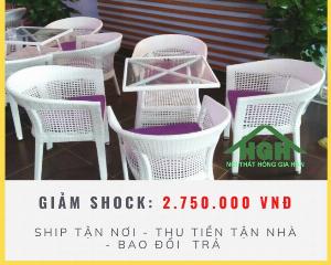 Bộ bàn ghế mây nhựa sân vườn Tp.HCM Hồng Gia Hân