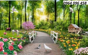 Tranh cảnh 3d thiên nhiên gạch tranh 3d ốp tường - LBB6