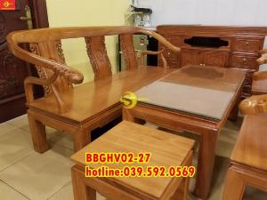 Bộ bàn ghế móc thúc mặt liền gỗ gõ đỏ – BBGHV02