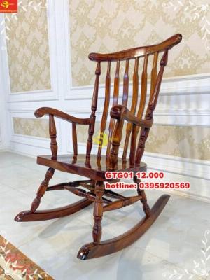 Ghế thư giãn bập bênh gỗ xà cừ – GTG01