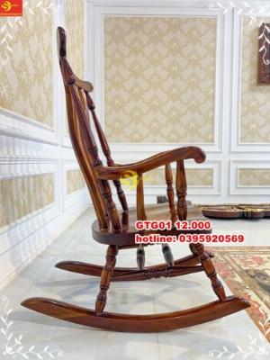 Ghế thư giãn bập bênh gỗ xà cừ – GTG01