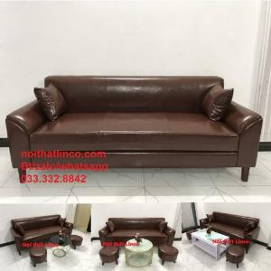 Bộ ghế sofa băng BT1 simili giả da cao cấp màu cafe nâu HCM Tphcm SG Đồng Nai