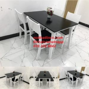 Bộ bàn ăn 1m2 cherry 4 ghế trắng đen giá rẻ Nội thất Linco HCM SG Bình Dương