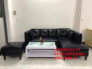 Ghế salon góc L simili xanh đen sang trong