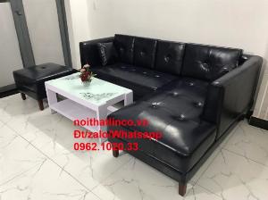 Ghế salon góc L simili xanh đen sang trong