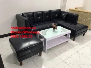 Ghế salon góc L simili xanh đen sang trong