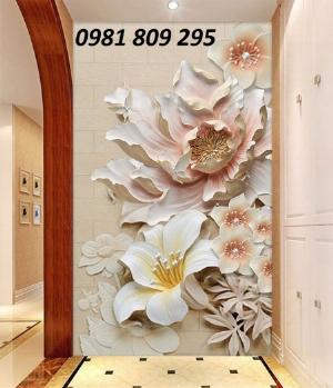 Tranh gạch 3d hoa trang trí khổ dọc