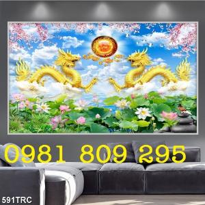 Tranh rồng , gạch tranh 3D song long hp8975