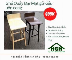 Ghế quầy bar mặt gỗ kiểu uốn cong Tp.HCM Hồng Gia Hân