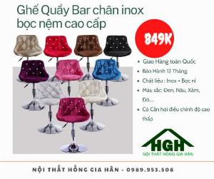 Ghế quầy bar chân inox bọc nệm cao cấp Tp.HCM Hồng Gia Hân