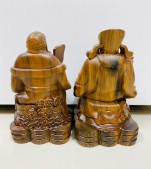 Tượng thần tài thổ địa ( Gỗ bách xanh)