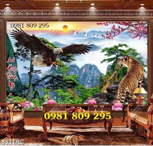 Tranh hổ , tranh gạch 3d hổ ốp phòng khách