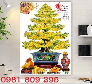 Tranh gạch men chậu mai vàng