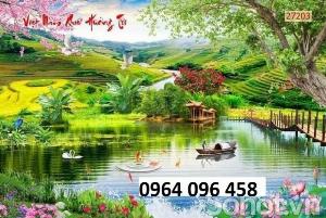 Tranh phong cảnh đồng quê - tranh gạch 3d - 433XP