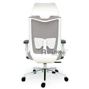 Ghế làm việc tại nhà đẹp hiện đại lưng lưới có tựa đầu khung nhựa trắng