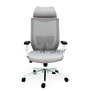 Ghế làm việc tại nhà đẹp hiện đại lưng lưới có tựa đầu khung nhựa trắng