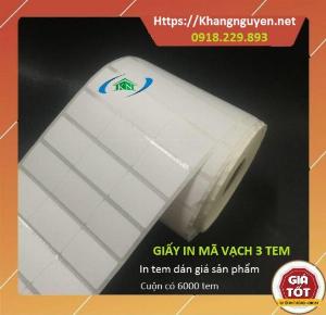 Giấy in tem dán giá mã vạch decal siêu thị 3 tem 35x22 mm cuộn 50m