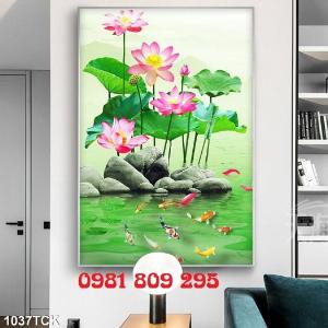 Gạch tranh ốp tường hoa sen 3D