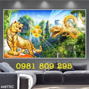 Tranh gạch men 3d long hổ tranh đấu