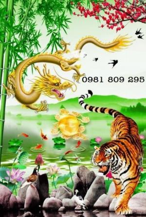 Tranh gạch men 3d long hổ tranh đấu