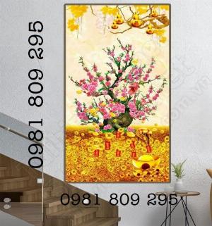 Tranh gạch hoa mai may mắn 3d