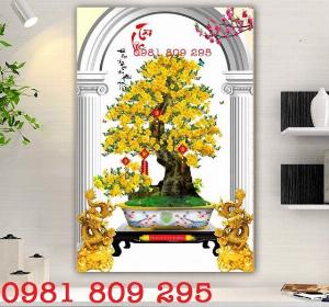 Tranh gạch hoa mai may mắn 3d