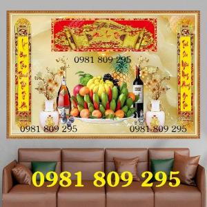 Tranh phòng thờ , gạch 3d mâm ngũ quả
