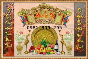 Tranh phòng thờ , gạch 3d mâm ngũ quả