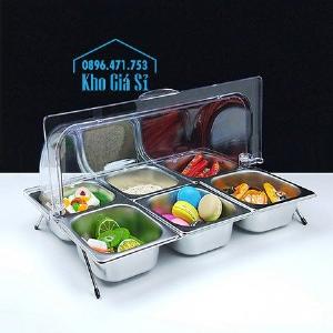 Nắp nhựa hình chữ nhật đậy khay thức ăn buffet giá tốt tại HCM - Nắp nhựa trong suốt mở 1/2 đậy khay đựng thực phẩm tại Bình Thạnh