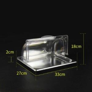 Khay inox/ Khay nhựa melamine trưng bày Sashimi, Sushi, bánh ngọt, trái cây, thức ăn tiệc buffet có nắp đậy