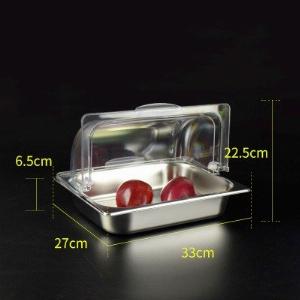 Khay inox/ Khay nhựa melamine trưng bày Sashimi, Sushi, bánh ngọt, trái cây, thức ăn tiệc buffet có nắp đậy