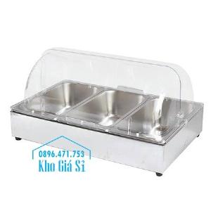 Khay đựng thức ăn buffet có nắp đậy bằng nhựa mica trong mở 2 chiều - Đà Nẵng