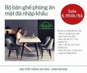 Bộ bàn ghế phòng ăn mặt đá nhập khẩu Hồng Gia Hân Tp.HCM Hồng Gia Hân 001