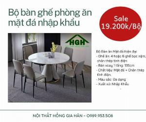 Bộ bàn ăn mặt đá nhập khẩu Tp.HCM Hồng Gia Hân MS016