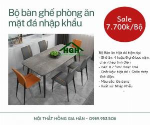 Bộ bàn ăn mặt đá nhập khẩu Tp.HCM Hồng Gia Hân MS018