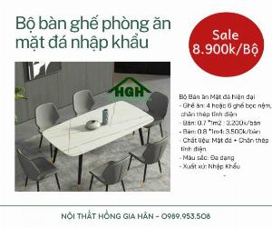 Bộ bàn ăn mặt đá nhập khẩu Tp.HCM Hồng Gia Hân MS022