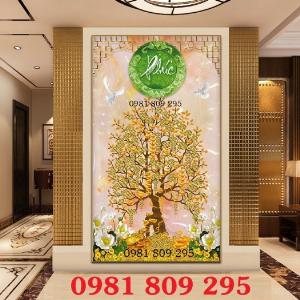 Gạch tranh 3d cây kim tiền , tranh gạch men