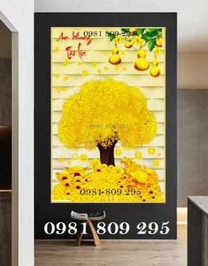 Gạch tranh 3d cây kim tiền , tranh gạch men