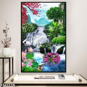 Mẫu tranh gạch khổ đứng 3d thiên nhiên