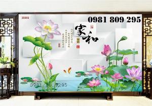 Tranh gạch men ốp tường hoa sen 3d