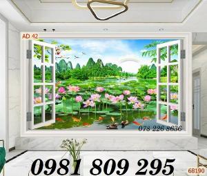 Tranh gạch men ốp tường hoa sen 3d