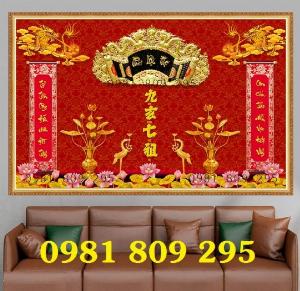 Tranh gạch men phòng thờ 3d câu đối