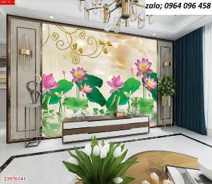 Tranh 3d hoa sen - tranh gạch 3d hoa sen - HFD3