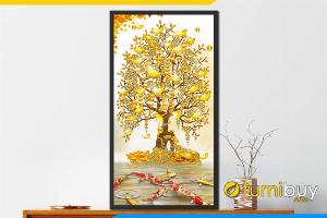 Tranh 3d cây kim tiền - tranh gạch 3d cây kim tiền - 543XP