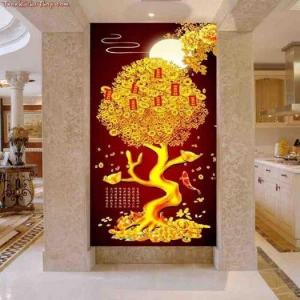 Tranh 3d cây kim tiền - tranh gạch 3d cây kim tiền - 543XP