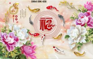 Tranh 3d cá chép - tranh gạch 3d cá chép - HFD3