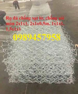 Rọ đá mạ kẽm 2x1x1m, 2x1x0,5m, Rọ đá chống sạt lở 1,5x1x1, Rọ thép bọc nhựa 2*1*1