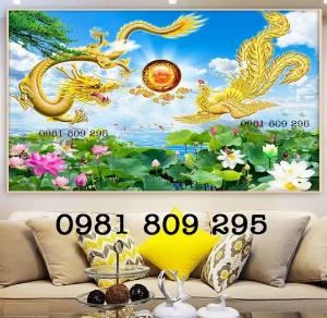 Tranh gạch men 3d rồng phụng H08465